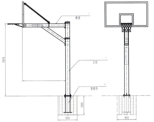 篮球架尺寸示意图及其标准规格要求-第2张图片-www.211178.com_果博福布斯